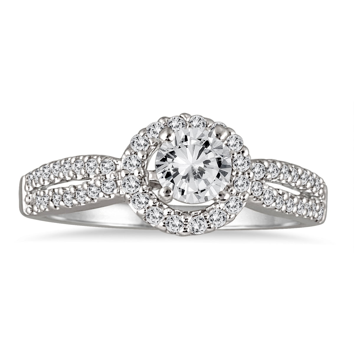 SZUL Women's 1 1/10 Carat TW White Diamond Engagement Ring in 14K White ...