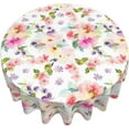 thumbnail image 5 of Beautiful Watercolor Flowers Round Tablecloth 60 Inch Spring Summer Floral Table Cloth Washable Farmhouse Tablecloth Kitchen Dining Table Terrace Picnic Party Wedding Decor, 5 of 6