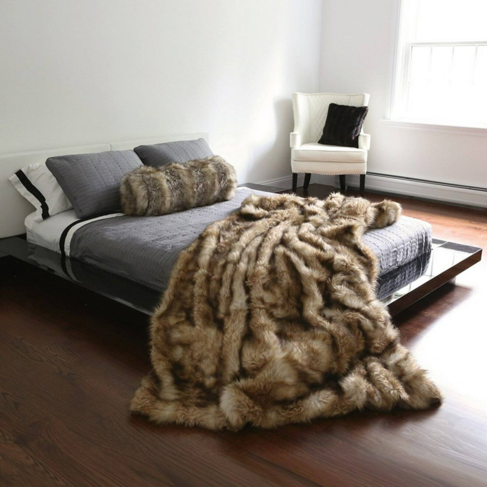 Best Home Fashion Long Hair Faux Fur Throw Blanket