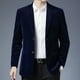 thumbnail image 4 of Traje pequeño de pana para hombre de otoño e invierno, traje convencional, cuello, color primario, color sólido, traje de hombre coreano, 4 of 6