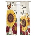 thumbnail image 2 of Sheer Curtains 84 Inches Long 2 Panels, Farm Sunflower Butterfly Watercolor Rod Pocket Curtain Voile Draperies, Blossom Floral Vintage Stamp Light Filtering Window Treatment for Living Room, 2 of 8