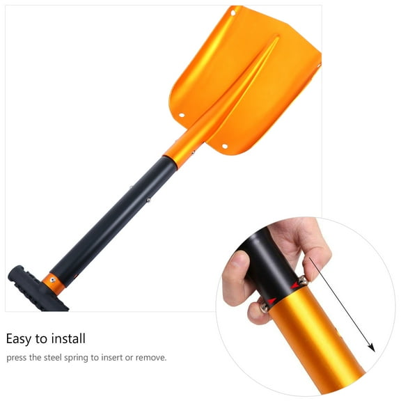 PTOOTP Aluminum Foldable Snow Shovel and Ice Scraper for Car, Non-Scratch, Winter Tool, Assorted Colors, 1 Pc