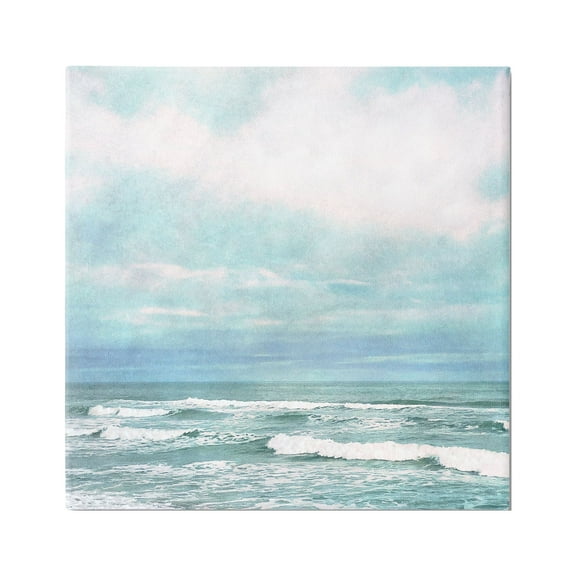 Stupell Industries Beach Waves Horizon Landscape Painting Gallery Wrapped Canvas Art Print Wall Art, 17 x 17