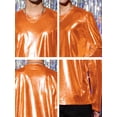 thumbnail image 6 of INSPIRE CHIC Men's T-Shirts Round Neck Long Sleeve Shiny Top L Orange, 6 of 7