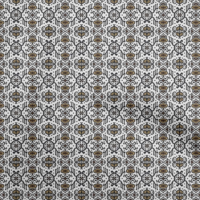 oneOone Georgette Viscose Brown Fabric Asian Block Sewing Material Print Fabric By The Yard 42 Inch Wide