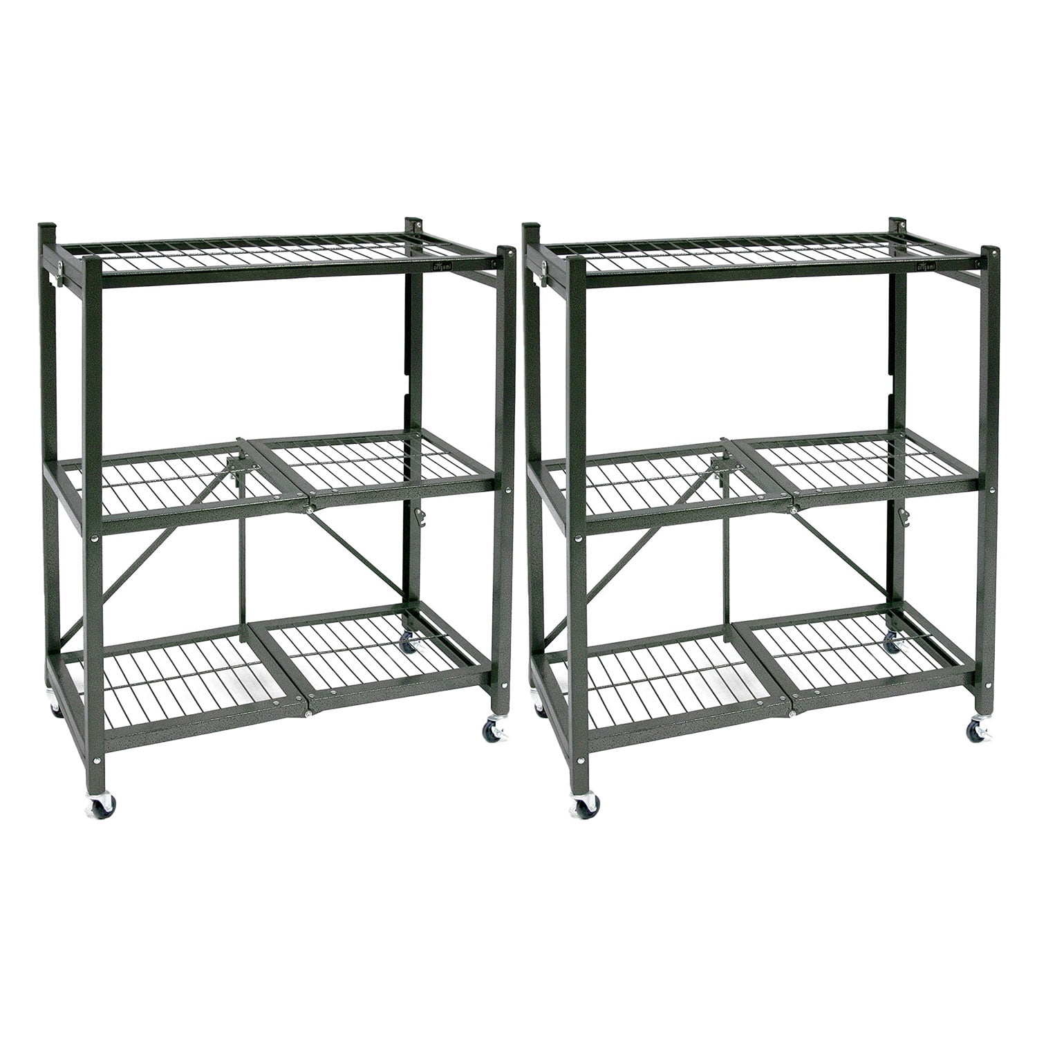 Origami R3 Foldable 3Tiered Shelf Storage Rack & Wheels, Pewter (2