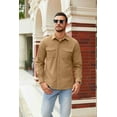 thumbnail image 3 of COOFANDY Men's Button Down Waffle Shirt Jacket Casual Long Sleeve Shacket Lightweight Overshirts with Flap Pockets, 3 of 6