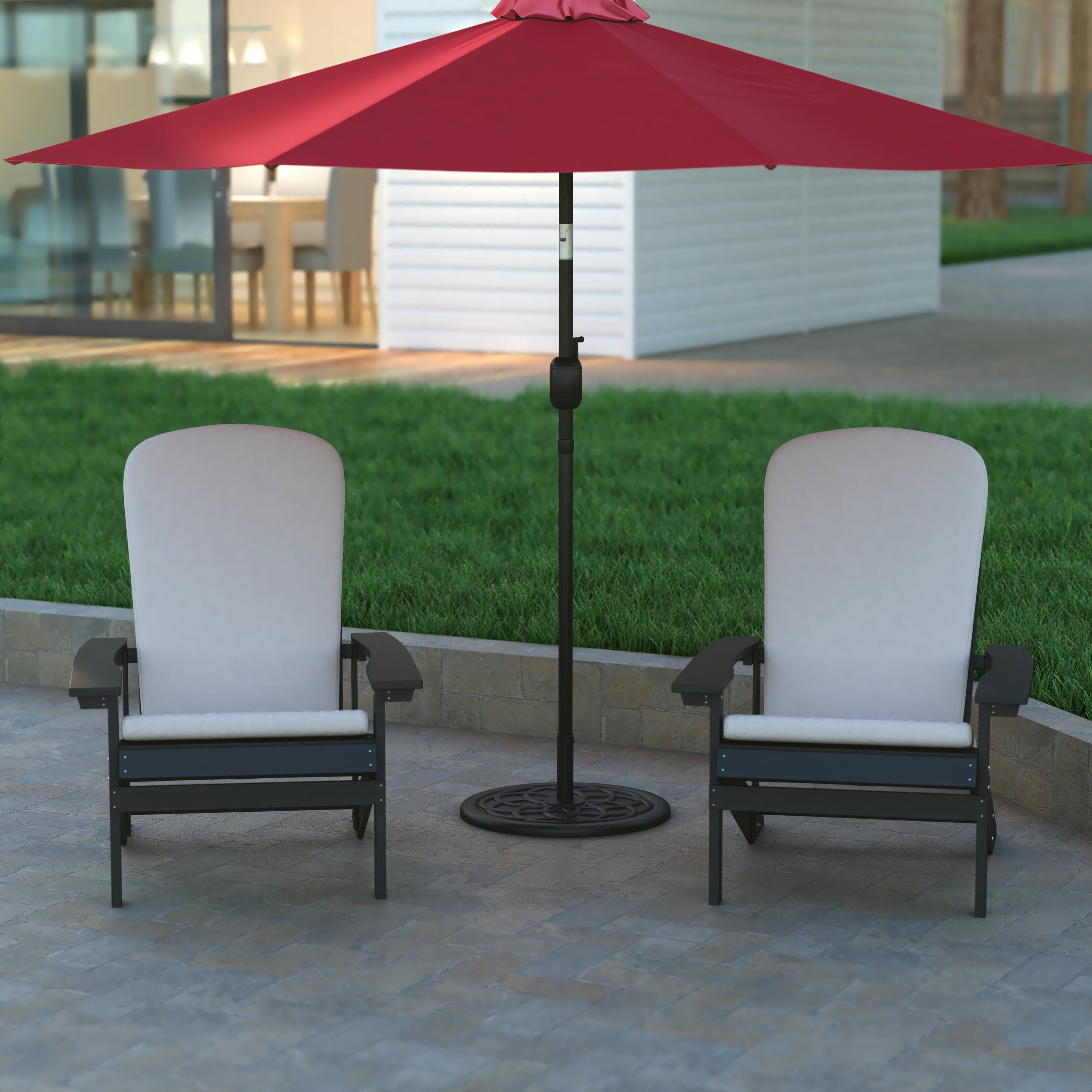 Emma + Oliver 19.25" Diameter Universal Bronze Cement Patio Umbrella Base with Weatherproof Plastic Polymer Coating