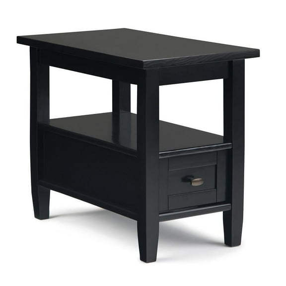 Warm Shaker Solid Wood 14 inch Wide Transitional Narrow Side Table in Distressed Charcoal Brown