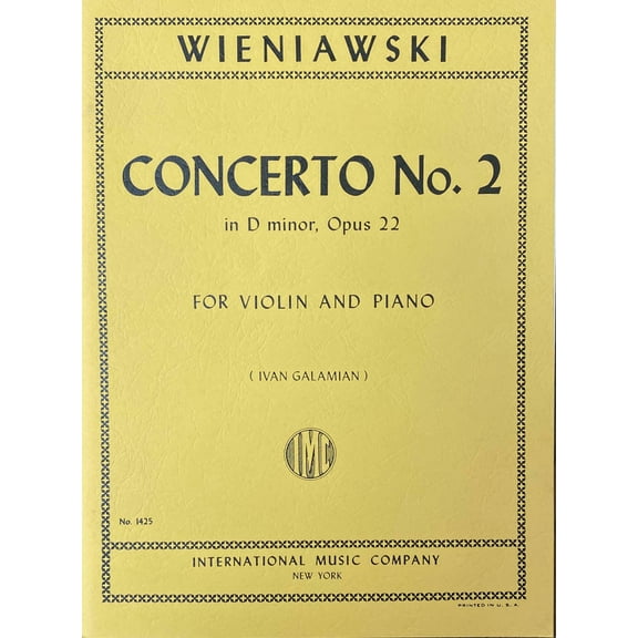 INT1425 - Wieniawski Concerto No. 2 in D minor, Opus 22 For Violin and Piano