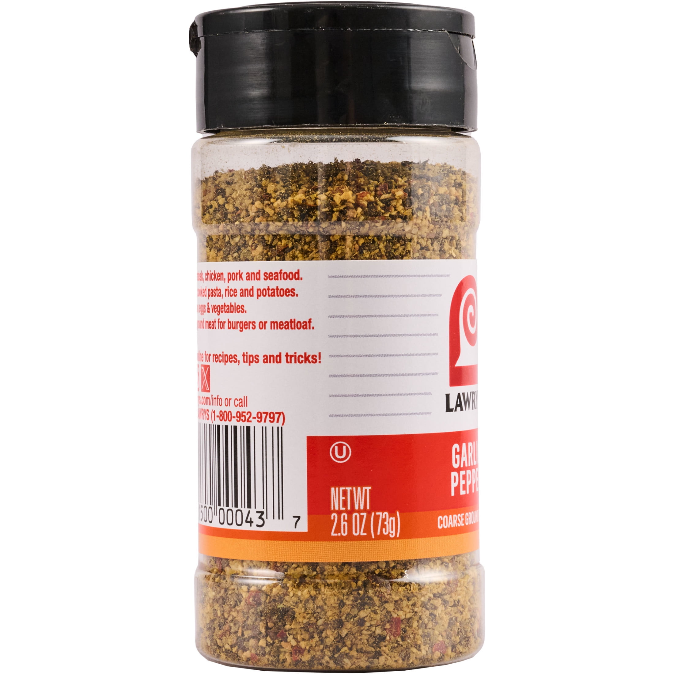 (3 pack) Lawry's Kosher Garlic Pepper, 2.6 oz Bottle