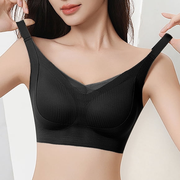 HUITKMM Women's Bras Women's Thin Seamless Vest Soft Support Large Chest Small Half Fixed Cup Breathable Bra 3301