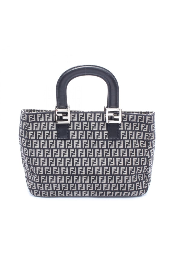 Pre-Owned Fendi Zucca Tote Bag Handbag Canvas Leather Women's Black/Gray