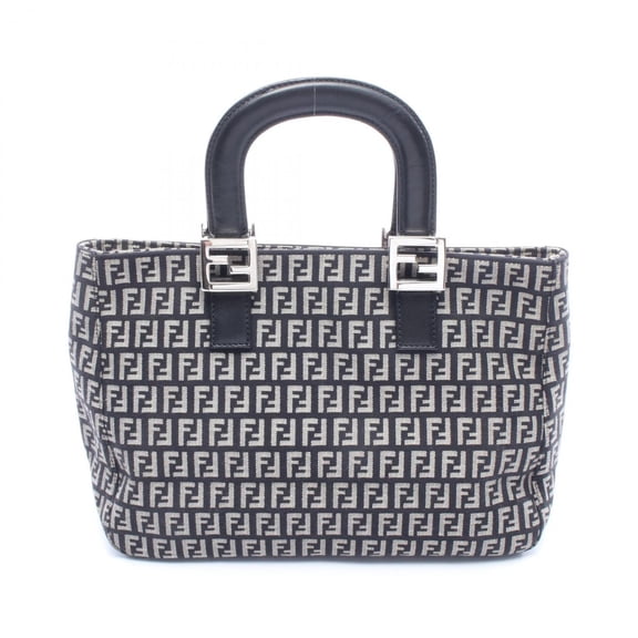 Pre-Owned Fendi Zucca Tote Bag Handbag Canvas Leather Women's Black/Gray