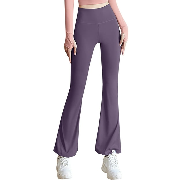Gibobby Pantalones deportivos Mallas deportivas para correr antirozaduras de talle de secado rápido sin costuras de Color sólido para mujer(Morado, S)