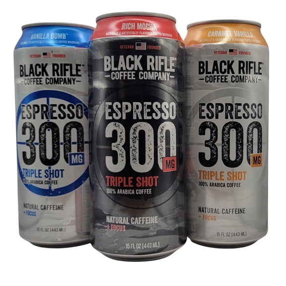 Black Rifle Coffee RTD 300mg – 6 Pack Variety – Triple Shot Espresso – 3 Flavors