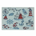thumbnail image 1 of Nautical Cutting Board, Symbolic Sea Creatures Navigation Gulls Compass Holiday Shell Water Rope Design, Decorative Tempered Glass Cutting and Serving Board, Small Size, Blue Red, by Ambesonne, 1 of 1
