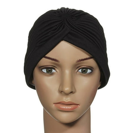 Headband Jamie Rae Hats Fashion Women Wrap Hat Candy Color Stretchy Turban Head Band Sleep Beanie Pleated Indian Cap ()