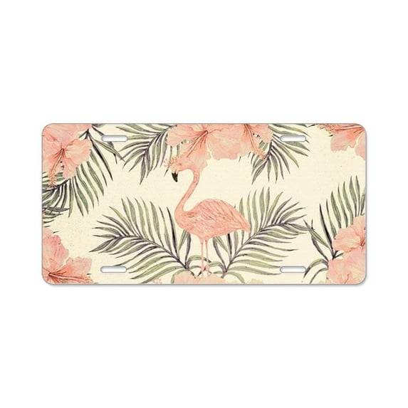 CafePress - Vintage Flamingo - Aluminum License Plate, Front License Plate, Vanity Tag