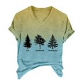 thumbnail image 4 of Women's Short Sleeve T-shirt Fir Short Sleeve V Neck Top For Women,Green Women's Short sleeve T-shirt L, 4 of 4