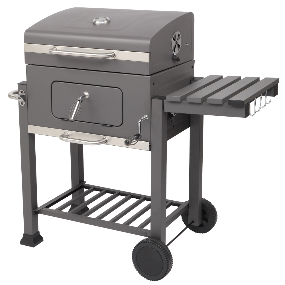 Portable BBQ Charcoal Grill for Patio, 22.8'' BBQ Charcoal Grill with Bottom Shelf, Cooking Grate Charcoal Grill w/Temperature Gauge and Enameled Grate, Premium Cooking Grate for Steak Chicken, S9458 - image 2 of 8