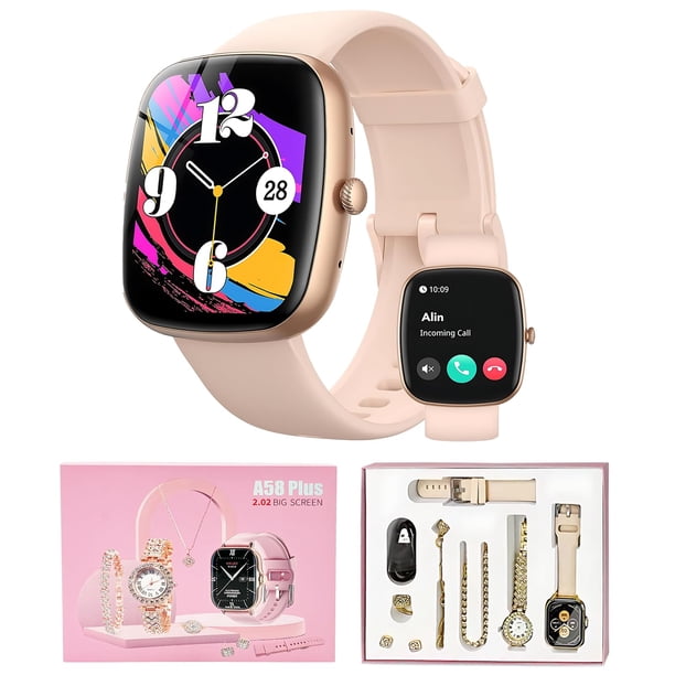 OIIUOUI Reloj Inteligente Mujer, 1.8 Pulgada Alexa, Llamadas Bluetooth Reloj Dama, para iPhone y Andriod Inteligente Pantalla Digital para Mujer