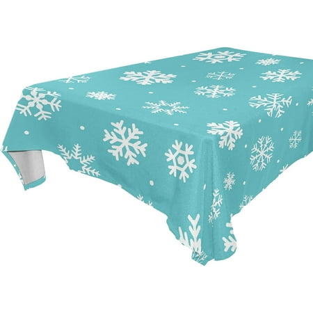 SKYSONIC Christmas Snowflake Tablecloth Waterproof Washable Polyester Square Table Cover Durable Tablecloth for Kitchen Dining Table Party Decor (60 X 108 Inch)
