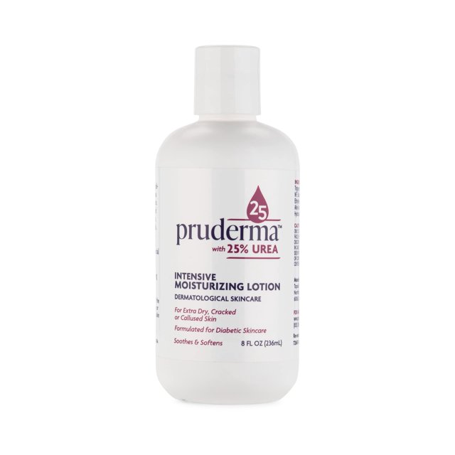 Pruderma Urea Lotion 25% 8 OZ - Loción para pies para talones y manos secos y agrietados. Hidratante intenso para pies, rodillas, codos, para pieles ásperas, muertas y secas.
