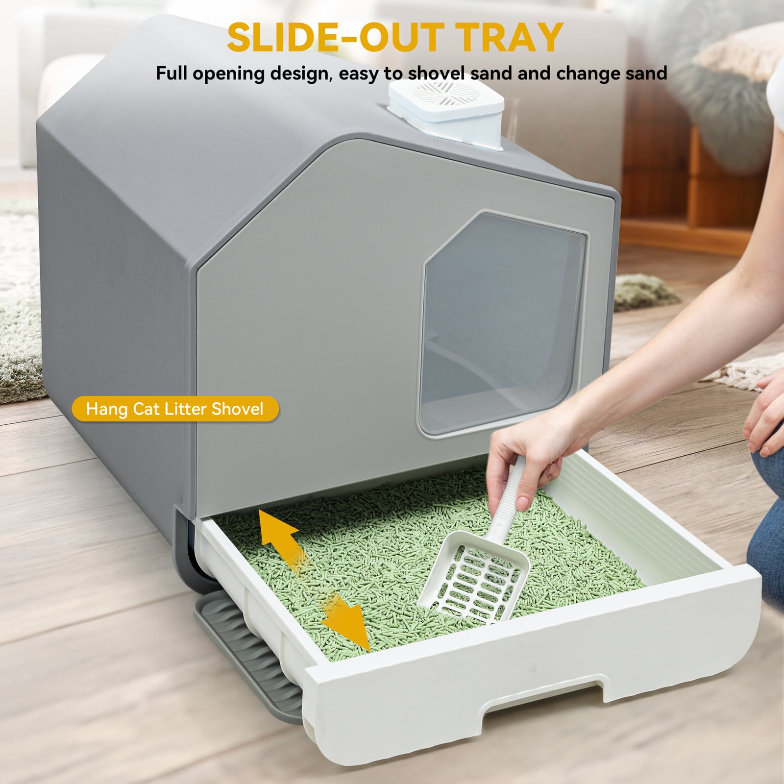 CRXX Extra Large Enclosed Cat Litter Box No Smell Pets Stain Resistant Anti-Splashing