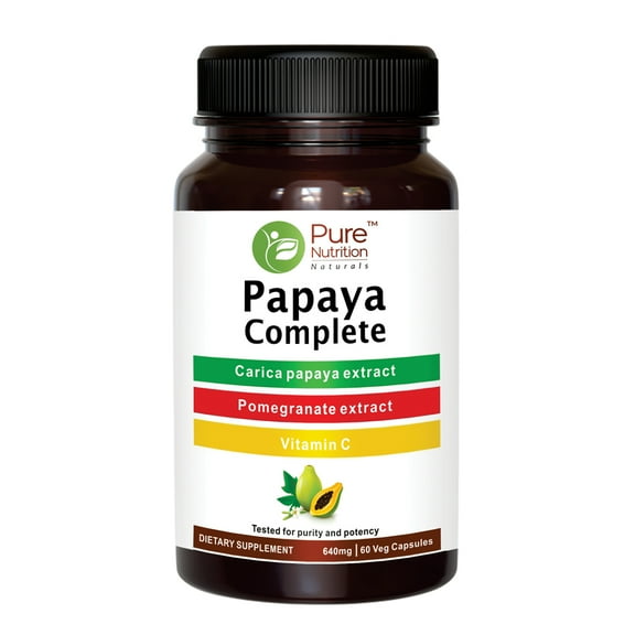 Pure Nutrition Papaya Complete with Vitamin C, Supports Digestion and Immunity - 60 Veg Capsules