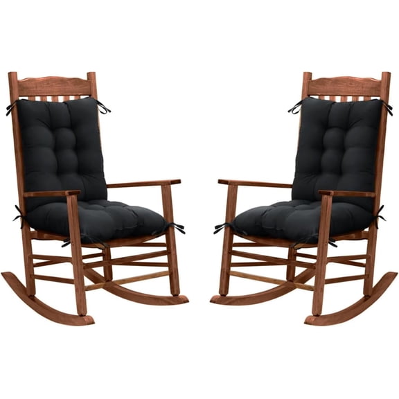 Patio Seat Cushions Set of 2 Indoor Outdoor Furniture Cushions Tufted Rocking Chair Cushion Pad for Home Garden Use Black