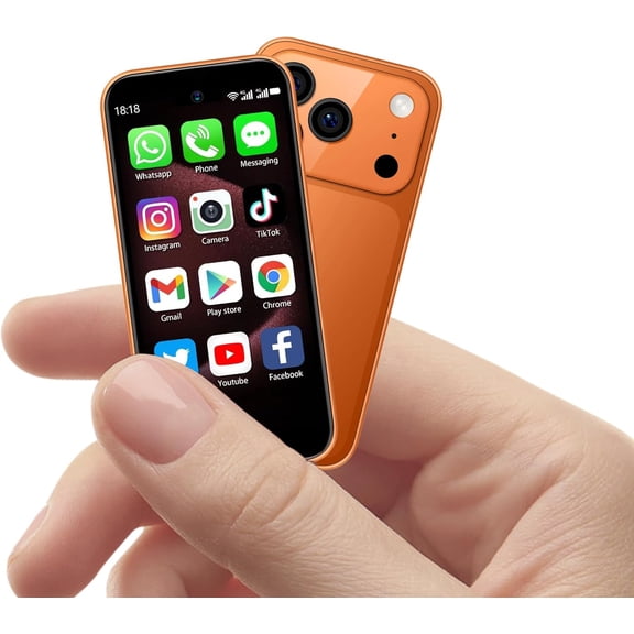 Mini Smartphone Unlocked 3.75 Inch Android Quad Core 2G 16G 2.0MP Dual SIM High Definition Mini Phones Unlocked 3G Mobile Small Smartphone (Orange)