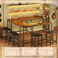 thumbnail image 4 of Bar Table and Chairs Set for 2-4, 63'' Convertible L-Shaped Kitchen Table with Power Outlets, 3 Piece Counter Height Small Dining Table with 2 Stools, Space Saving, Breakfast Nook Corner, Rustic, 4 of 16