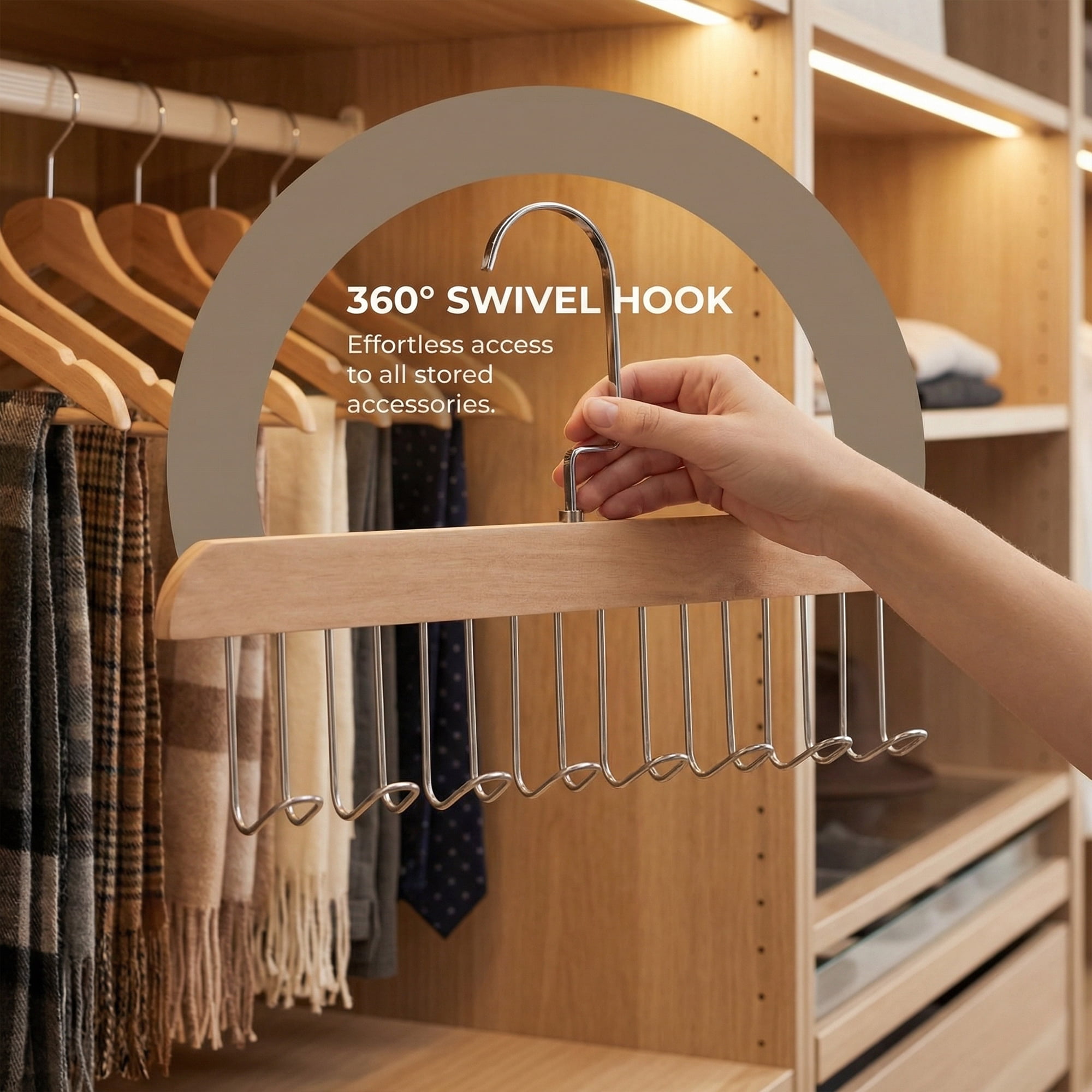 Unique Bargains 2Pcs Wood Tank Top Hanger With 8 Hooks Natural