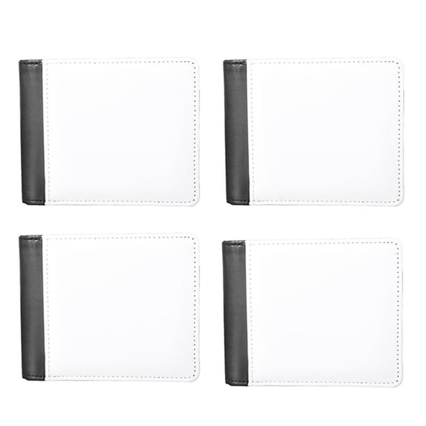 4 Piezas Cartera de SublimacióN en Blanco para Hombres Pu Transferencia de DIY Titular de la Tarjeta Bancaria Cartera Plegable para Regalos de la Escuela Posterior