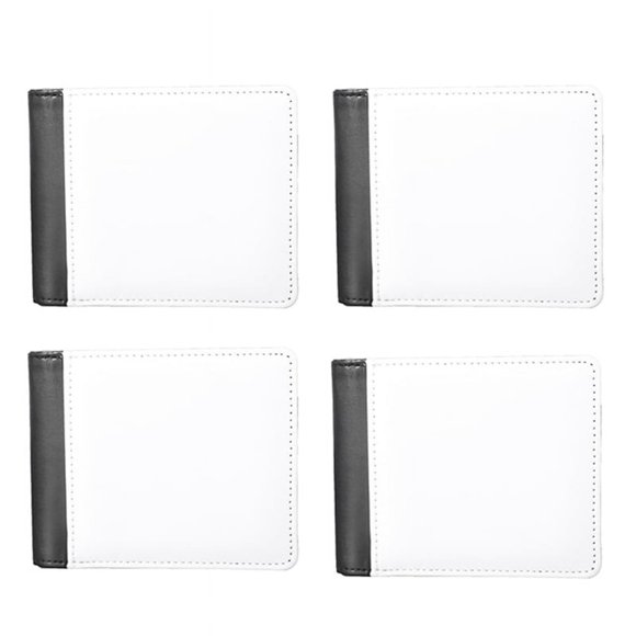 4 Piezas Cartera de SublimacióN en Blanco para Hombres Pu Transferencia de DIY Titular de la Tarjeta Bancaria Cartera Plegable para Regalos de la Escuela Posterior