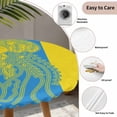 thumbnail image 5 of Blue Yellow Jellyfish Round Fitted Tablecloth with Elastic Edge, Waterproof Table Cloth Table Cover for 55"-60" Tables, Summer Beach Coastal Modern Art Tablecloths for Dining Picnic Indoor Outdoor, 5 of 9