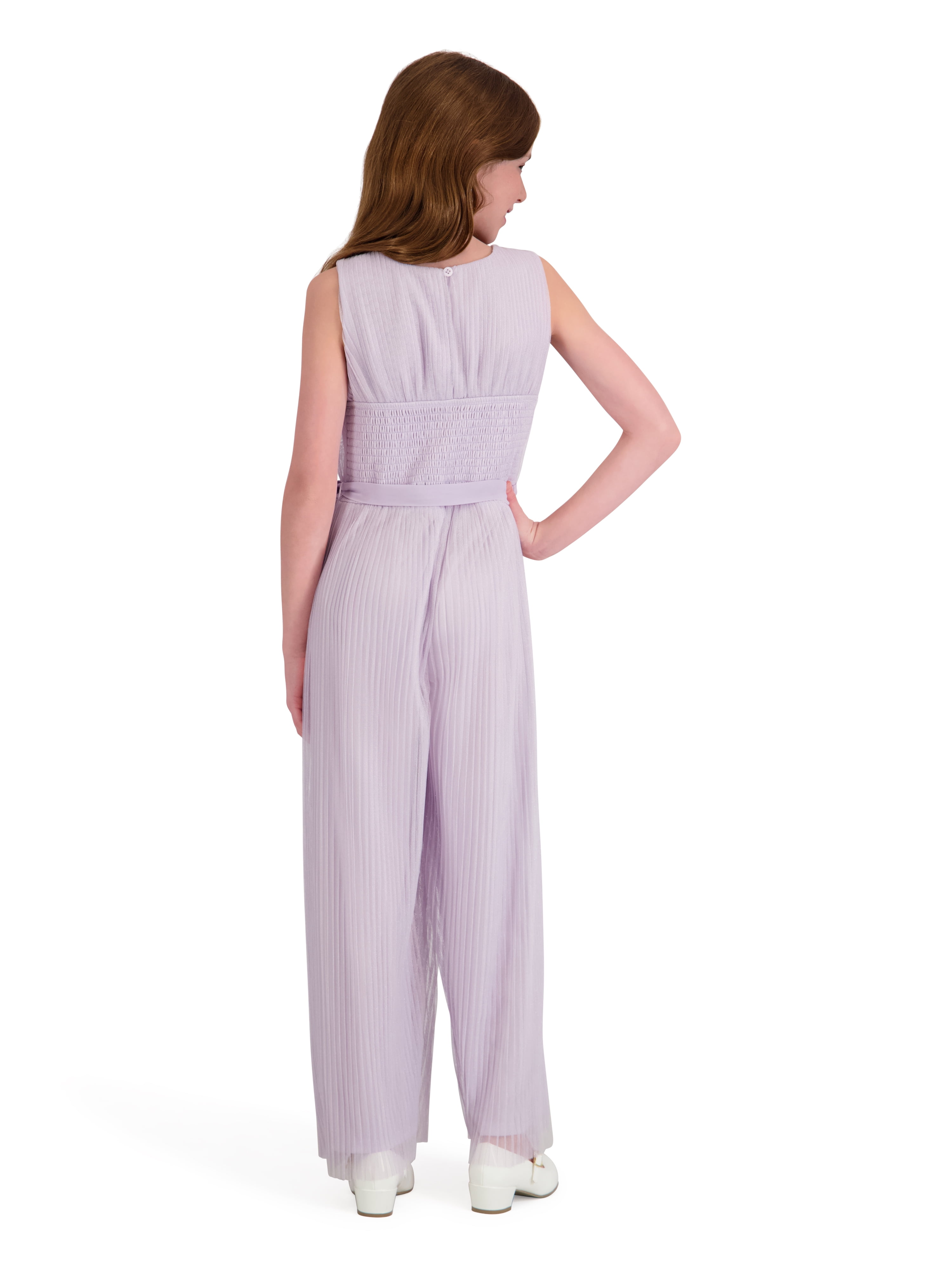 Kensie Girl Sleeveless Pleated Lurex Mesh Jumpsuit, Sizes 4-16