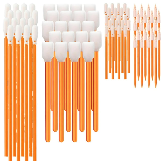 Kit de bastoncillos de limpieza Wellgler, espuma multiusos, 100 unidades, color naranja