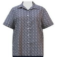 thumbnail image 1 of A Personal Touch Women's Plus Size Short Sleeve Button Front Cotton Camp Shirt - Black Ditsy - 3X, 1 of 2