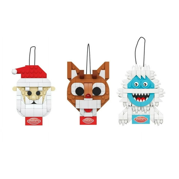 BRICKCRAFT Holiday Ornament Trio: Santa, Bumble the Abominable Snowman, and Rudolph