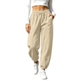 thumbnail image 2 of Lnmiateer Cozy Fleece Jogger Pants for Women High Rise Drawstring Waist Barrel Leg Pockets Street Daily Winter Warm Casual Wear, 2 of 9