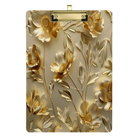 Luxury Gold Flower Acrylic Clipboards A4 Standard Letter Size Clipboard 12.5" X 9" Clip Board for Students Teacher Office