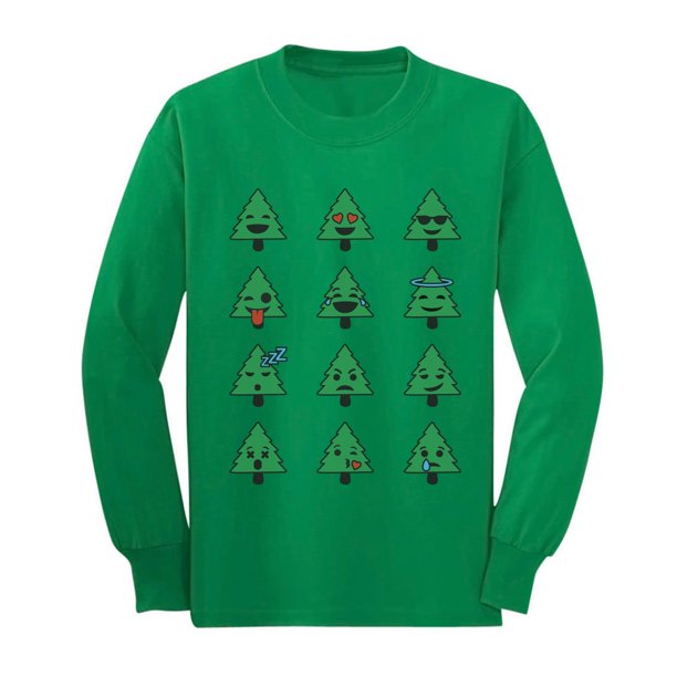 Christmas Tree Funny Faces Xmas Youth Kids Long Sleeve T Shirt Walmart Com Walmart Com