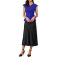thumbnail image 2 of INSPIRE CHIC Twist Tops for Women's Notched Neck Cap Sleeve Casual Work Shirts M Royal Blue, 2 of 6