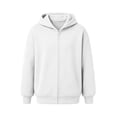 thumbnail image 3 of FRSASU Men's Zip Up Plain Hooded Sweatshirts Casual Long Sleeve Fleece Hoodie with Kangaroo Pockets White, 3 of 6