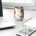 thumbnail image 3 of 12oz Stemless Wine Tumblers Fall Pumpkins and Leaves Pattern Vacuum Insulated Stainless Steel Travel Tumbler Cups Mug with Lid and Straw for Champaign,Cocktail,Beer with Cleaning Brush, 3 of 5