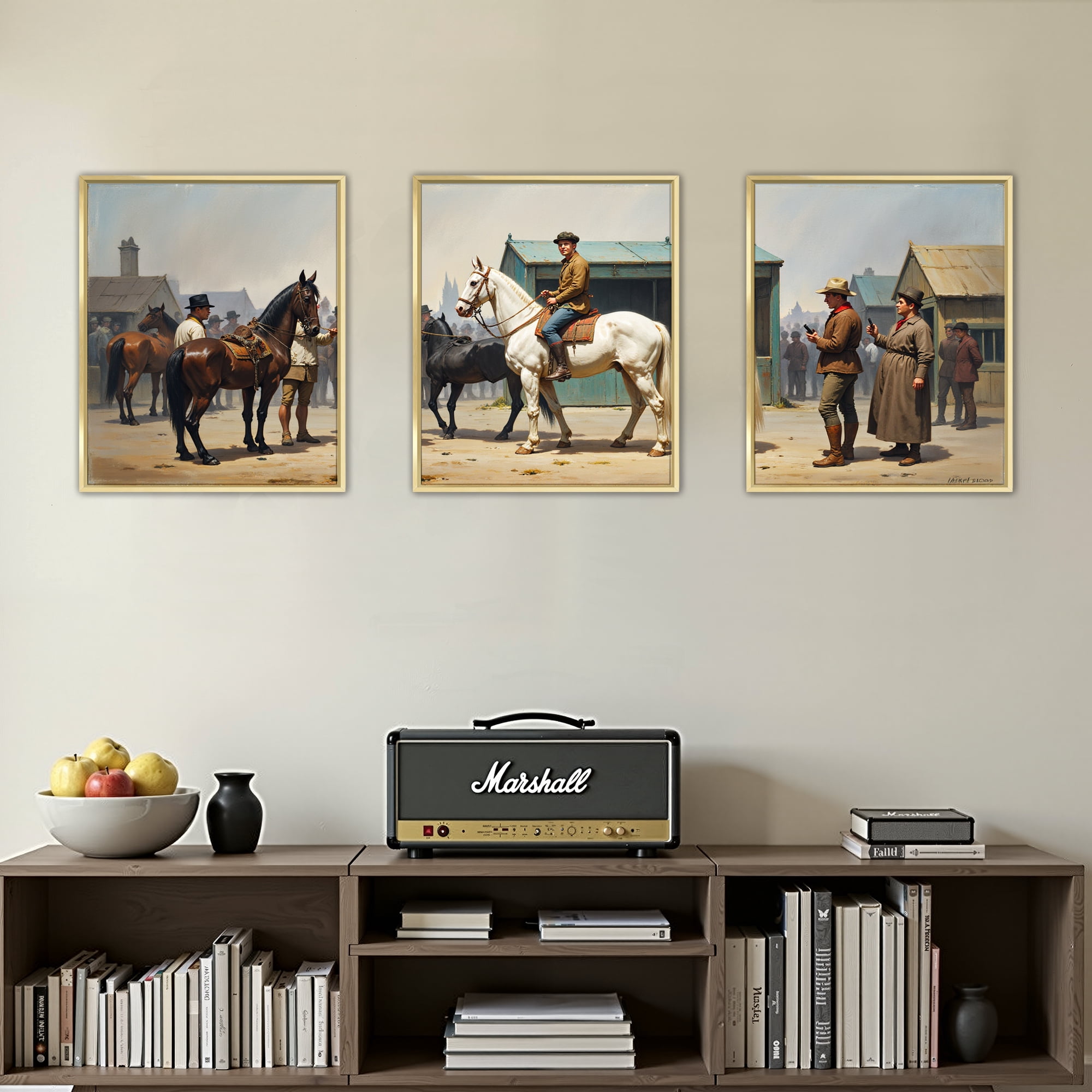 MAYEERTY Modern Abstract Wall Art Painting, Living Room Decor, Gold Aluminum Alloy Frame, 23.6"x15.8"