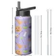 thumbnail image 2 of 18 OZ Spooky Halloween Water Bottle With Straws Double Walled Vacuum Insulated Sports Bottle Ghost Black Cat Travel Thermal Cup Leak Proof Stainless Steel Tumbler Halloween Decor Gifts, 2 of 5