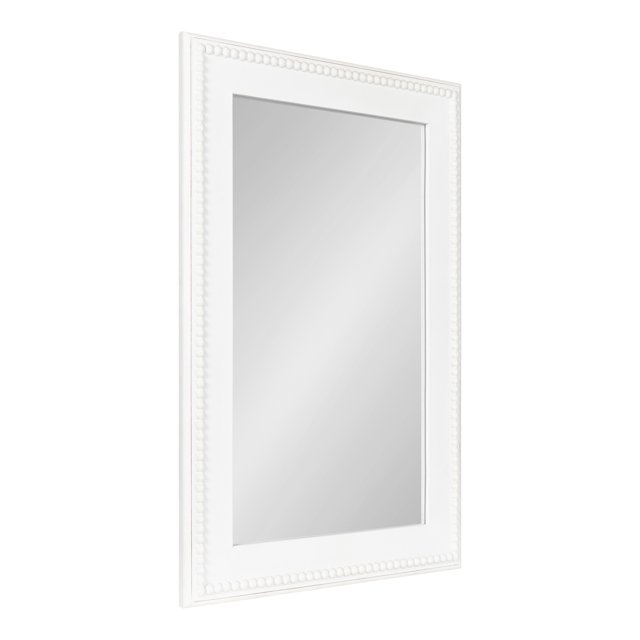 Kate and Laurel Strahm Traditional Wood Framed Mirror, 24 x 36, White, Decorative Geometric Rectangular Wall Mirror With Detailed Frame for Classic Home Decor
